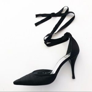 Stuart Weitzman D’Orsay Pointed Toe Lace Up Heel